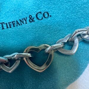 Tiffany & Co. Silver & Gold Heart Link Bracelet